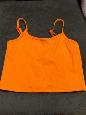 Vitality- Women's Orange Ribbed Cropped Tank Top